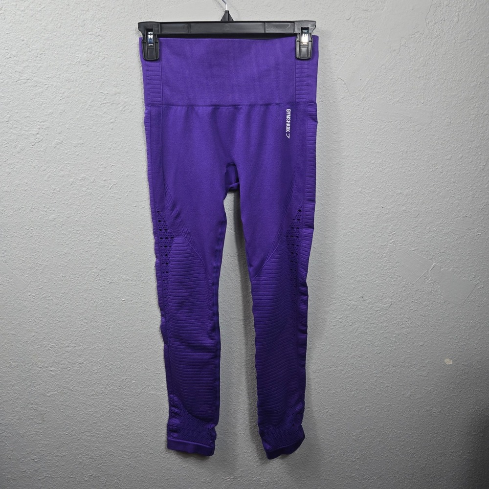 Gymshark Energy Seamless Leggings Purple High Waisted Perforated Workout XS?‎